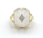 14k Yellow Gold Camphor Glass Vintage Ring Jewelry (#J5847)