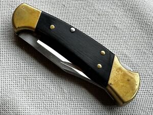 Buck Knives 112 Ranger Lock-back Knife, Brass Bolsters, Ebony Handles