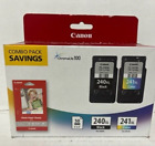 Canon 240XL Black & 241XL Color Ink Cartridges W/ Photo Paper Glossy 5206B005