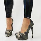 Sexy Womens High Stiletto Heels Pumps Camo Round Toe Platform Shoes Oversize Hot