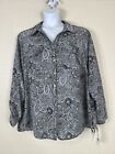 NWT Notations Womens Plus Size 3X Blk/Wht Paisley Button-Up Shirt Long Sleeve