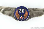 WWII WW2 U.S. ARMY 20th AIR FORCE WINGS BADGE PIN Medal TOP ENAMEL RARE