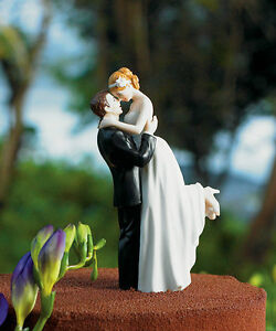 True Romance Groom Lifting Bride Porcelain Couple Wedding Cake Top Topper