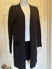 Halogen Open Front Longline Cardigan in Black Size X-Small Petite Cashmere Blend