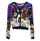 Magaschoni Silk Cashmere Cardigan Sweater Women's XS Beaded Neck Abstract Ikat