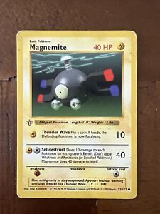 1st Edition Magnemite 53/102 Base Set Shadowless Vintage Pokemon Card