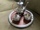 Vintage Royal Holland 5pc Pewter Tea Set Coffee Pot Tea Pot Sugar Creamer w Tray