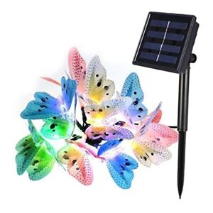 New ListingButterfly Solar String Lights, 12 LED Fiber Optic Multi-Color Beautiful