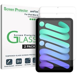 (2-Pack) amFilm iPad Mini 6 Tempered Glass Screen Protector (6th Gen, 2021)