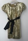 Miss Grant girls short sleeve gold sequined party dress sz 6-7y