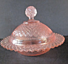 Vintage Anchor Hocking Miss America Pink Depression Covered Butter Dish- 1935-38