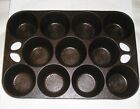 Vintage Griswold No. 10 / 949 Cast Iron Muffin Pan - 11 Cup Black - Erie PA USA