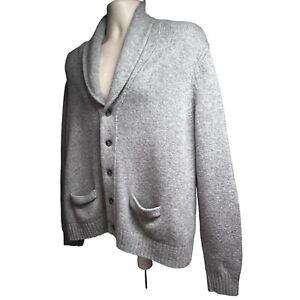Joseph & Lyman Mens Gray Wool Cashmere Button Down Cardigan Sweater XL Pockets