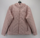 Columbia Jacket Women Large Pink Puffer Quilted Plush Fuzzy Fleece Lined Hoodie