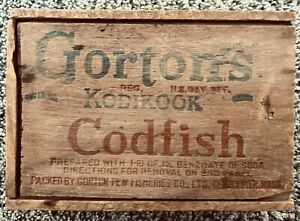 Vintage Gorton's Kodikook Codfish Wooden Box Gloucester Massachusetts