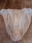Vintage Womens Size 7 Satin Smooth Blush Pink Flutter Lace Panties