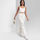Women's High-Rise Cargo Utility Pants - Wild Fable Off-White M
