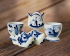 Lot of 5 Vintage Delft Blue Porcelain Egg Cups Miniature Shoes Hand Painted