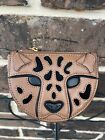 NWT Kate Spade Lucy 3D Leopard Coin Purse Brown cat face Leather Bungalow Multi
