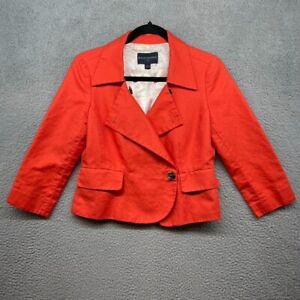 Banana Republic Womens Jacket Red Trench Long Sleeve Button Pockets Lapel Size S