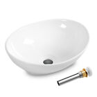 Costway Oval Bathroom Basin Ceramic Vessel Sink Bowl Porcelain w/ Pop Up Drain