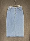 Vintage Forenza Denim Maxi Skirt Women's 14 Light Wash Slit Pockets 90s Y2K