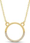 Circle Pendant Natural Round Diamond Accents 925 Sterling Silver 18