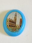 Antique Victorian Grand Tour Micro Mosaic Pin San Marco Blue Glass Unmounted