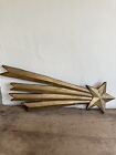 Large Old Handmade Wooden Shooting Star Figure Form Gold Paint Fork Art ￼