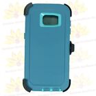 Cyan Teal For Samsung Galaxy S7 Edge Defender Case w/Belt Clip fits Otterbox