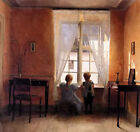Oil painting peter vilhelm ilsted - children ved vinduet by the window landscape
