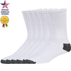 3 6 12 Pairs Mens White Sports Work Athletic Crew Socks Cotton Size 9-11 & 10-13