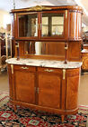 French Marble Top Inlaid Louis XVI Style Display Cabinet Sideboard Buffet