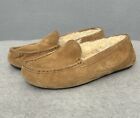 Ugg Kids Slippers Size 4 Ascot Chestnut Brown Suede Shearling Lined Slip On
