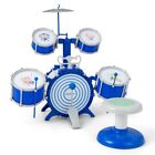 New ListingKids Drum Set Educational Percussion Musical Instrument Toy w/ Stool & Bass Drum