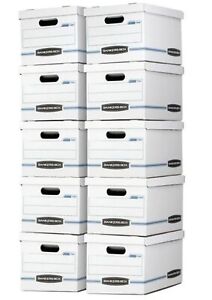 Bankers Box Basic Duty Letter/Legal File Storage Box with Lids 10 Pack White