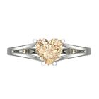 1.5 ct Heart Cut Statement Designer Natural Morganite Ring Real 14k White Gold