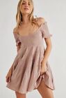 Free People Happy With You Babydoll Mini Dress Mauve Smocked Tiered Size S