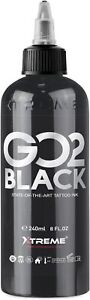 Xtreme 8oz GO2 Black Tattoo Ink Intense Darkness for Bold Fillings - Made in USA
