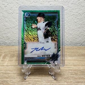 2021 Bowman Chrome MAX MEYER Green Shimmer Auto /99 #CPA-MME MARLINS
