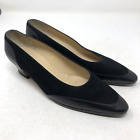 Vintage Silvia Fiorentina Pumps Heel Womens 8 Black Leather Suede Low Cone Heel