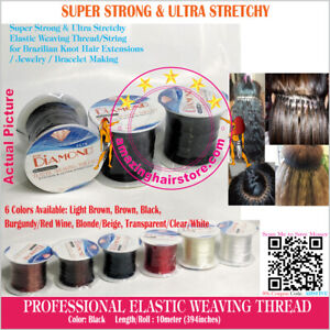 10m Ultra Stretchy Elastic Weaving Thread Brazilian Knot Hair Extension-Black