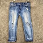 Rock Revival Juleen Ankle Skinny Jeans Women's Plus 34 Blue Mid Rise Distressed