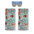 Sushi Lover Kitchen Towels 100% Cotton With Fridge Magnets  Fun 4 Piece Set  New