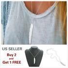 Fashion Women Silver Feather Pendant Long Chain Sweater Necklace Gift A