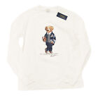Polo Ralph Lauren Men's Washed White Football Polo Bear Long Sleeve T-Shirt
