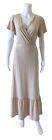 ROLLA COSTER Womens Size Large Beige Short Sleeve V Neck Tie Back Maxi Dress