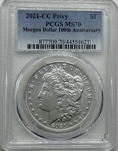 2021 CC $1 Morgan Silver Dollar PCGS MS70 Carson City Privy - Scratched Holder