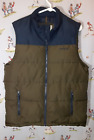 🎣 Orvis Puffer Vest Mens Size Medium Olive Green Blue Ripstop Zip Pockets