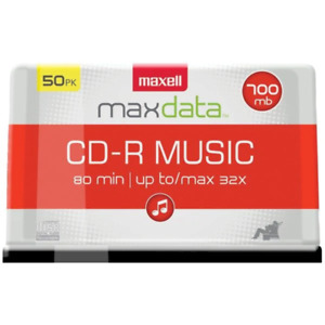 Maxell 625156 - CDR80MU50PK CD-R Music 32x 80-Minute Blank Discs on Spindle (50